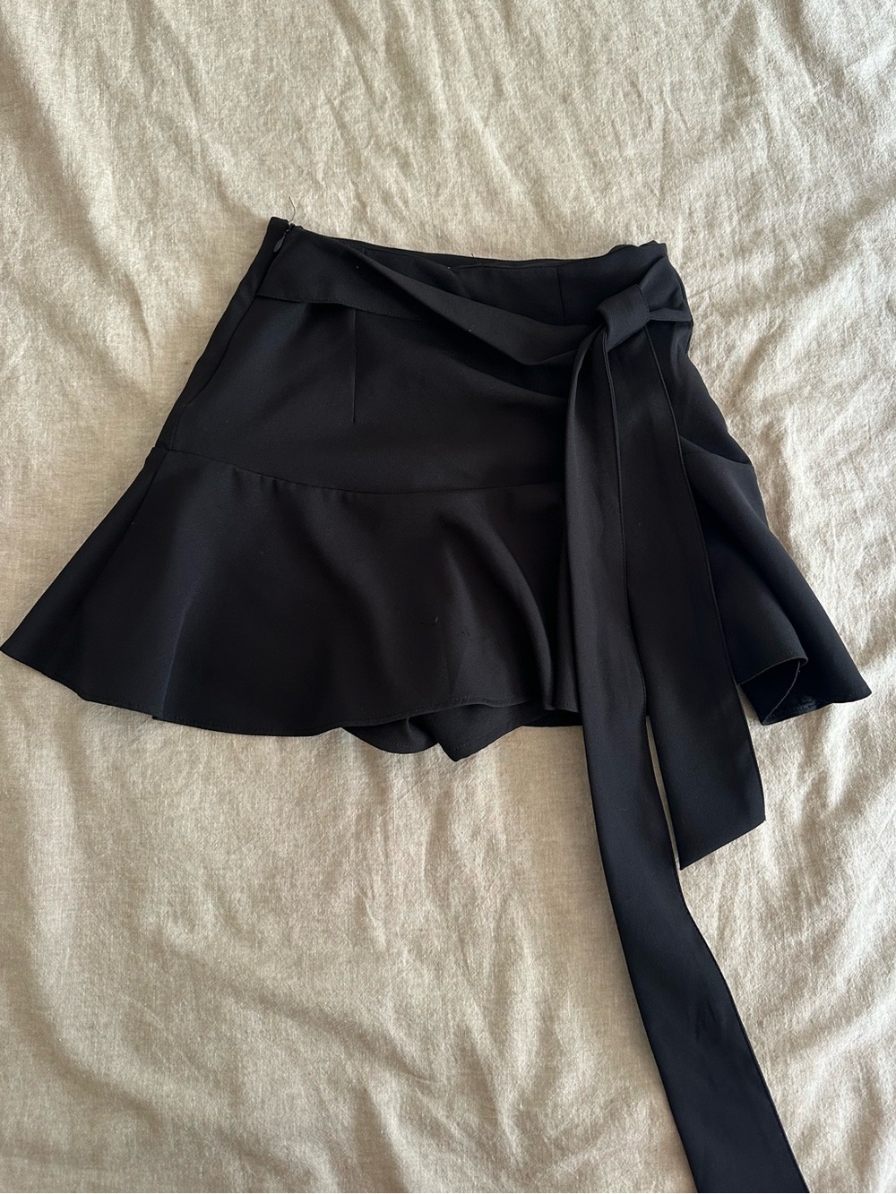 Zara Black Wrap Tie Skort XS